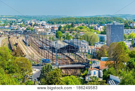 View of the train station in Angouleme, the Charente department of France