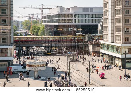 Street Life At Alexanderplatz In Berlin City Center