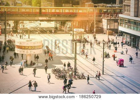 Street Life At Alexanderplatz In Berlin City Center