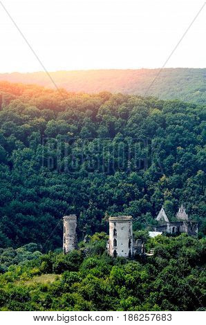 Scenic View Of Chervonohorod Castle Ruins Nyrkiv Village, Ternopil Region, Ukraine