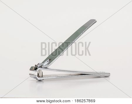 Fingernail Or Toenail Clippers On A White Background, Opened