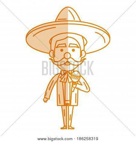 Mexican mariachi with maracas avatar character vector illustration design