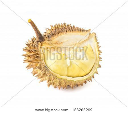 Durian on white background topical fruit .