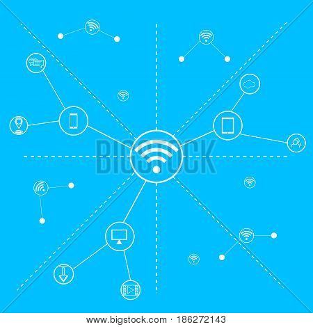 Vector illustration of Wireless Internet Network and Social Media Communication