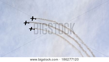 Albion Park Australia - May 6 2017. Display of Russian Roolettes Formation Team. Wings Over Illawarra is an annual air show held at Illawarra Regional Airport.
