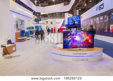 LAS VEGAS - JAN 08 : The Konka booth at the CES show held in Las Vegas on January 08 2017 CES is the world's leading consumer-electronics show.