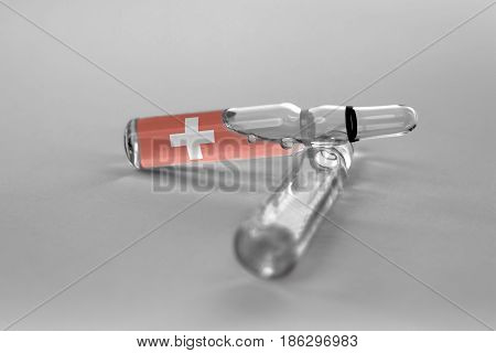 Switzerland Health Care. Government Healthcare. Switzerland Ampule.