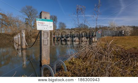 Cookham UK - 13th March 2017: A view of Cookham weir Berkshire UK.