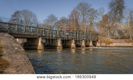 Cookham UK - 13th March 2017: A view of Cookham weir Berkshire UK.