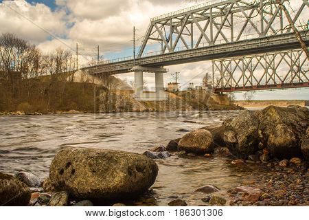 Russia. The Leningrad Region. Losevo. Bridge over the Vuoksa River