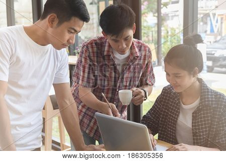 Startup Young Successful Team On Meeting In Modern Office Interior Brainstorming, Make A Business Pl