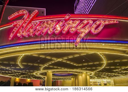 LAS VEGAS - NOV 24 : The Flamingo hotel and casino on November 24 2016 in Las Vegas. The hotel opened by Bugsy Segal on 1946 and it's the oldest resort on the Strip still in operation
