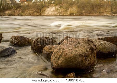 Russia. The Leningrad Region. Losevo. Vuoksa river with river rapids