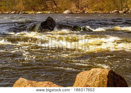 Russia. The Leningrad Region. Losevo. Vuoksa river with river rapids