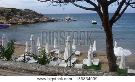 Beautiful Beach on Shallow Watered Blue Sea