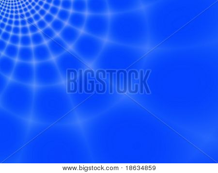 Fraktal bild av en abstrakt spindelnät mot en blå himmel.