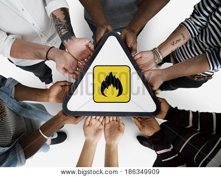 Flamable danger hazard marking caution sign