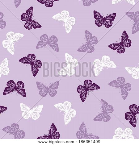 Seamless pattern with colored butterflies. Vector illustration.