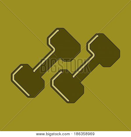 flat icon on stylish background dumbbells sport