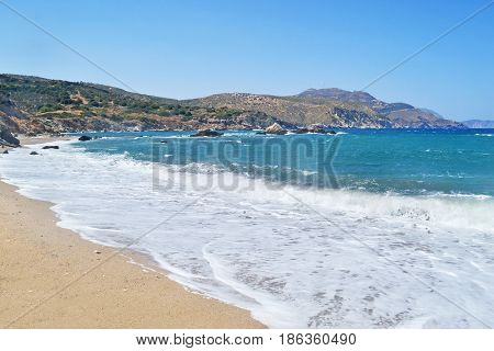 wavy Aegean sea at North Euboea Greece