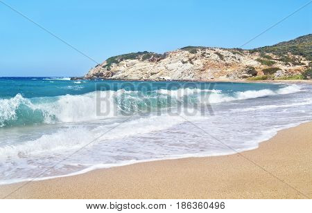 wavy Aegean sea at North Euboea Greece