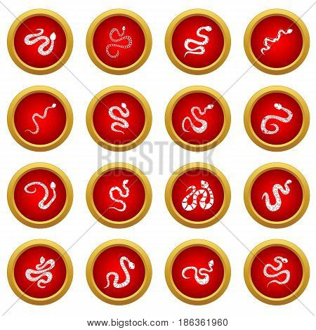 Snake icon red circle set isolated on white background