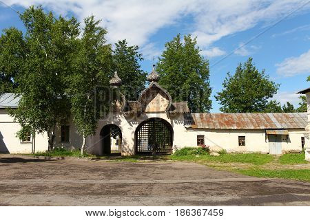 Veliky Novgorod Russia June 19 2013 courtyard of an Orthodox monastery