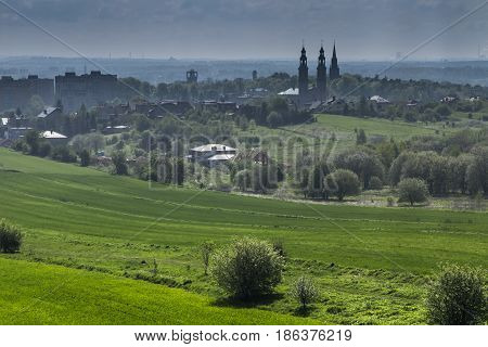 Basilica of Our Lady of Justice and Social Love in Piekary Slaskie view from the mound of liberation