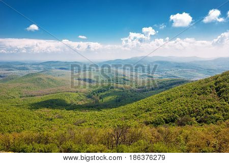 A beautiful sunny spring landscape with hills