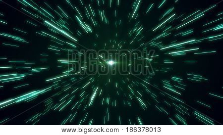 hyperspace star field zoom blur 3d illustration