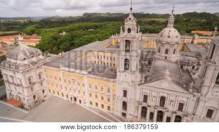 Main facade of the royal palace in Marfa, Portugal, May 10, 2017