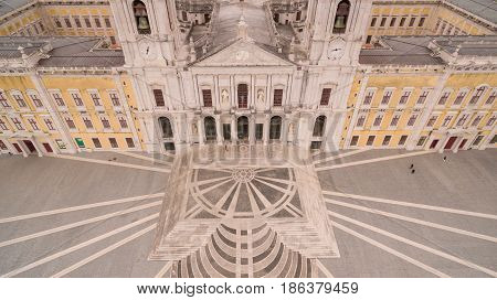 Main facade of the royal palace in Marfa, Portugal, May 10, 2017