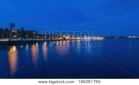 View Over The Seafront Of The City Paphos In Cyrpus.
