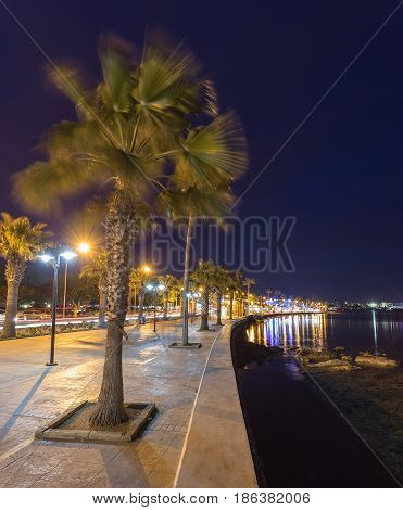 View Over The Seafront Of The City Paphos In Cyrpus.