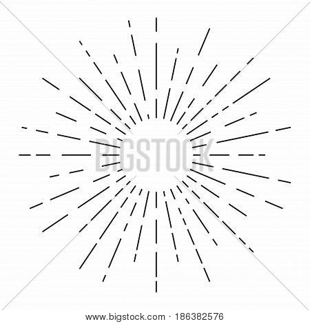 Sunburst. Sunshine rays in vintage style. Light rays radial sunbeam decoration. Vector