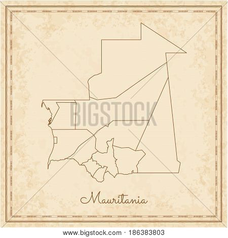 Mauritania Region Map: Stilyzed Old Pirate Parchment Imitation. Detailed Map Of Mauritania Regions.