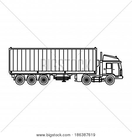 truck container shipping cargo outline vector illustration