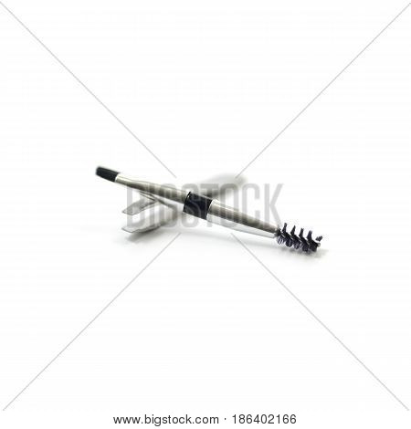 Cosmetic Set : Spoolie Brush, Tweezers, Angled Brush Isolate On White Background