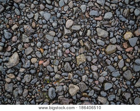 Stone and Gravel Texture Background from Iceland Waterfall
