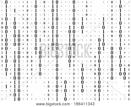 Streaming binary code vector background. Coding or Hacker concept. Data and technology, decryption and encryption, computer background numbers 1 and 0. Vector illustration