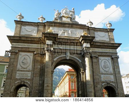 The Triumphpforte, Historic Triumphal Arch in the Heart of Innsbruck City, Austria