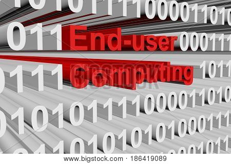 End user computing in the form of binary code, 3D illustration