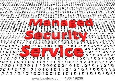 Managed security service in the form of binary code, 3D illustration