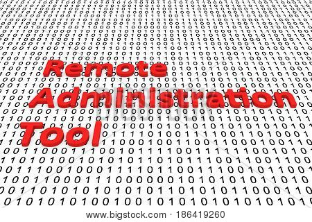 Remote administration tool in the form of binary code, 3D illustration