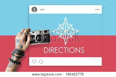 Showing Direction Guide Navigation Route Map Word Graphic