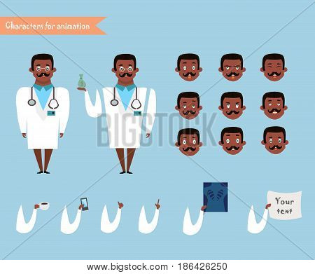 Smart doctor presenting in various action. character design. doctor and healthcare concept - vector illustration - stock vector