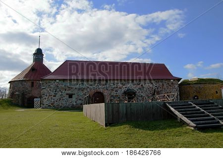 Fortress Korela (Russian, Swedish and Finnish centuries), stone building in the city of Priozersk, on the island of the river Vuoksi. A historic heritage place for tourism.