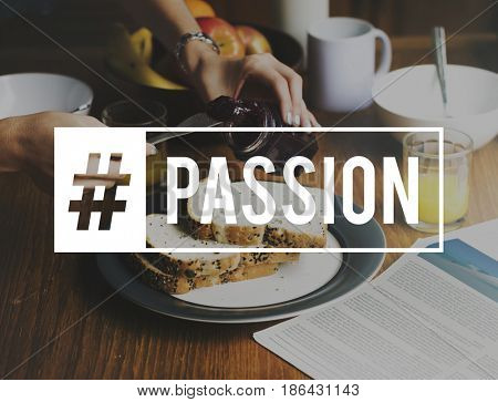 Food Meal Breakfast Hungry Word Hashtag Graphic