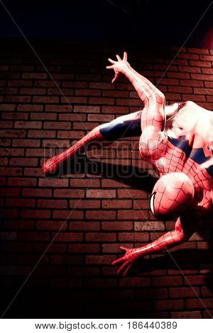 LAS VEGAS, USA - Oct 29, 2016: Close up Spiderman, Madame Tussauds museum in Las Vegas.
