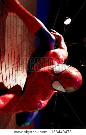 LAS VEGAS, USA - Oct 29, 2016: Close up Spiderman, Madame Tussauds museum in Las Vegas.